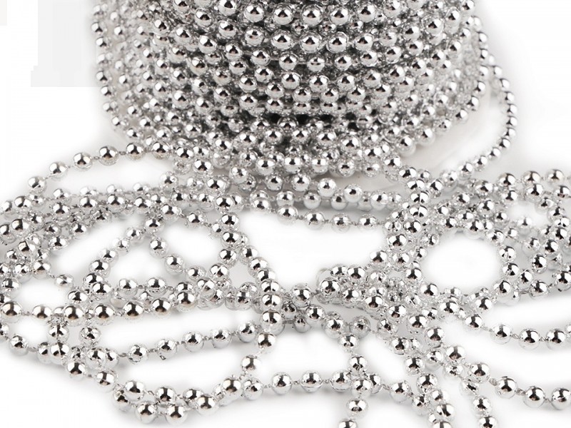 Perlenkette Deko 24 m - Silber Christbaumschmuck