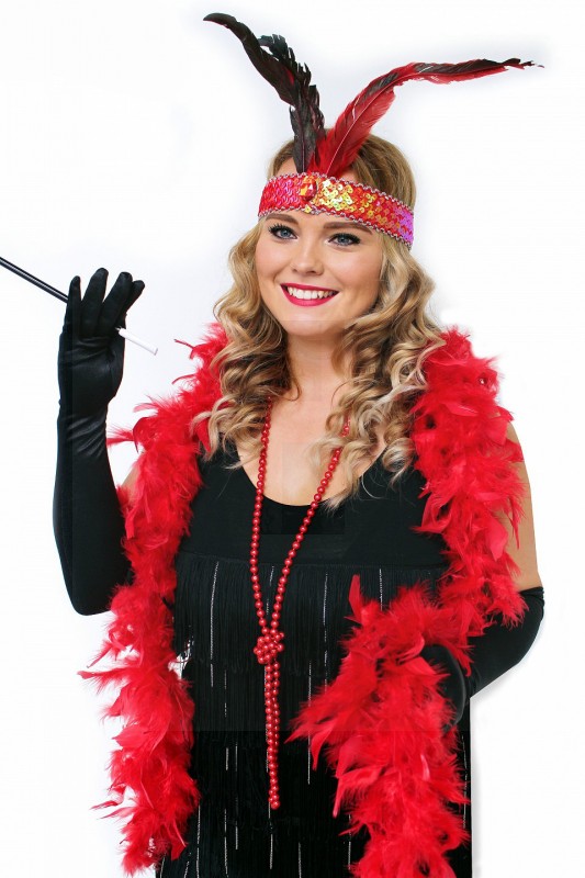 Damen Karneval Retro Kostüm Set der 30er Jahre Maske, Accessoires