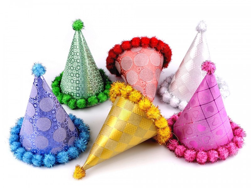 Partyhut mit Pompons - 2 St./Packung Geburtstag