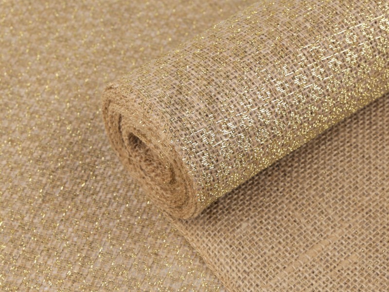   Naturjute mit Lurex - 5 Meter Leinenstoffe, Jute