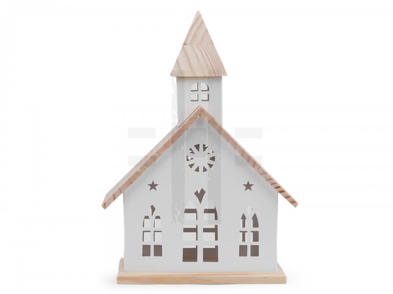      Dekorative Kirche mit Holzdach - 30 cm