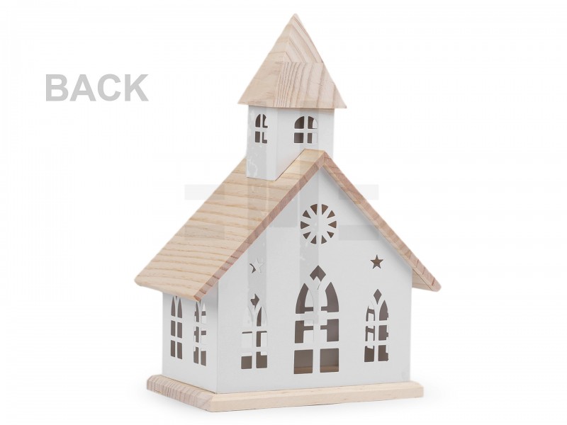      Dekorative Kirche mit Holzdach - 30 cm