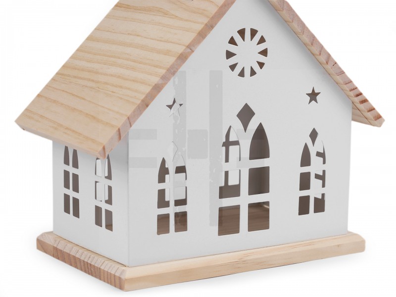      Dekorative Kirche mit Holzdach - 30 cm