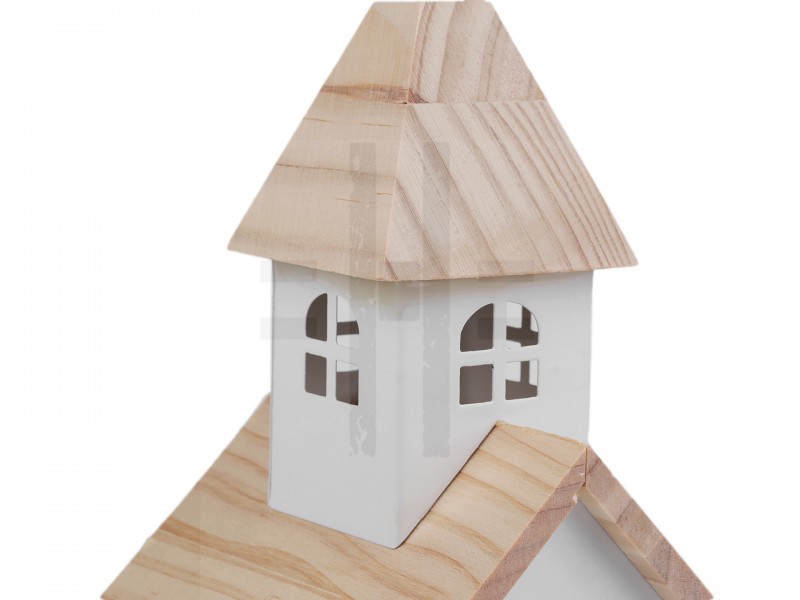      Dekorative Kirche mit Holzdach - 30 cm