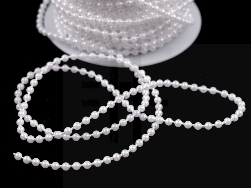            Perlenkette 3 mm schneeweiß - 3 Meter