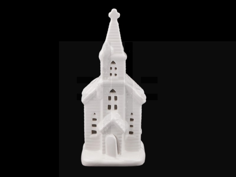             Leuchtende Porzellankirche - 23 cm