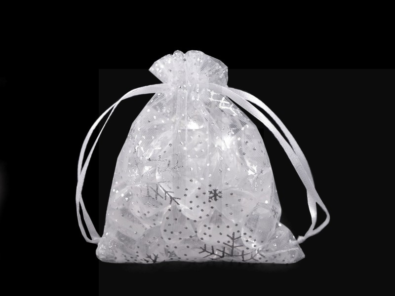      Geschenkbeutel Schneeflocken 9 x 11 cm Organza - 5 St./Packung Geschenke einpacken