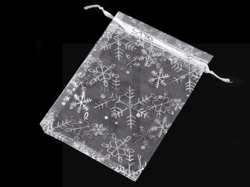      Geschenkbeutel Schneeflocken Organza 10 x 15 cm - 10 St./Packung Geschenke einpacken