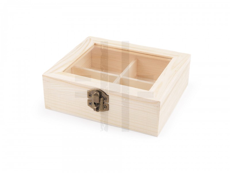 Holzbox mit Glasfenster - 13 x 15 cm Aufbewahrung, Reinigung