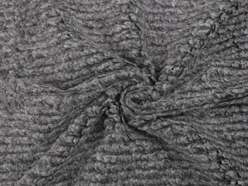 Kunstfell meliert - Grau Samt, Fleece, Microplüsch