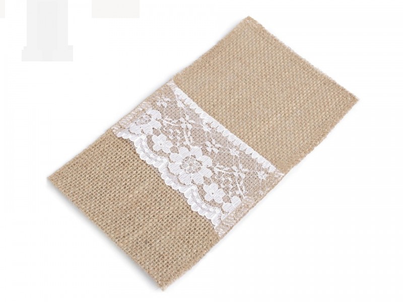 Bestecktasche aus Jute mit Spitze - 2 St. Aufbewahrung, Reinigung