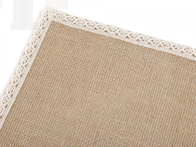 Jute Gedeck mit Spitze  Kissen,Decke