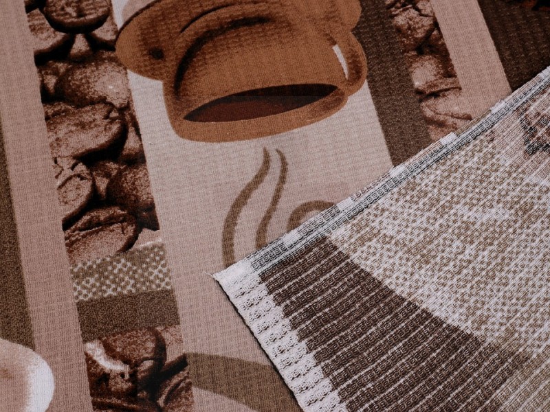 Waffelstoff Piqué aus Baumwolle 50 cm - Kaffee Baumwollstoffe, Wollstoffe