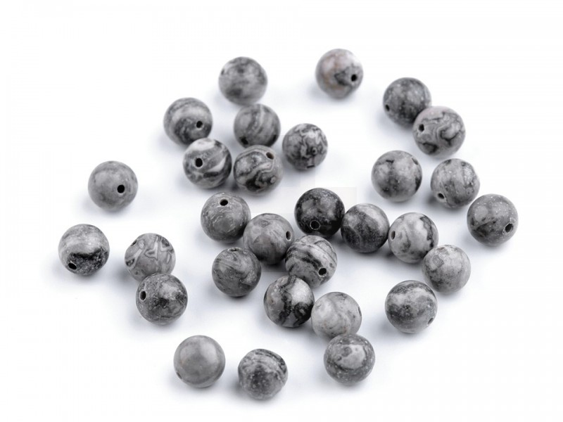 Mineral Perlen Jaspis grau - 10 St. Perlen,Einfädelmaterial