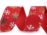 Weihnachten Ripsband Schneeflocken - Rot Bänder,Borten