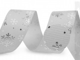 Weihnachten Ripsband Schneeflocken - Hellgrau Geschenke einpacken