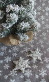 Weihnachten Dekostoff Juteimitat Schneeflocken - 5 m Dekorstoffe