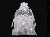      Geschenkbeutel Schneeflocken Organza 10 x 15 cm - 10 St./Packung Geschenke einpacken