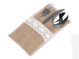 Bestecktasche aus Jute mit Spitze - 2 St.