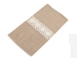 Bestecktasche aus Jute mit Spitze - 2 St.