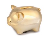 Goldenes Sparschwein für Glück