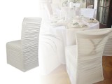    Stuhlhusse elastisch gerafft - Weiß Hochzeit Dekoration