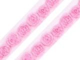 Borte auf Tüll mit Rosen - 14 Meter Bänder,Borten