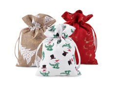 Ajándék karácsonyi jutazsák - 14 x 19cm Geschenke einpacken
