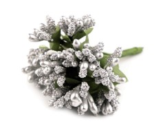 Blumen Staubblätter auf Draht metallisch - Silber 