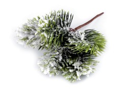 Künstlicher Nadelbaumzweig schneebedeckt Blumen, Federn