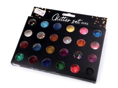 Sequins and Glitter Set - 24 St./Set Farbe, Pinsel