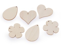     Blume, Herz, Tropfen aus Holz zum Aufhängen Holz,Glas Dekozubehör