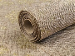 Jutestoff Imitat Schneeflocke Glitzer - 10 m Leinenstoffe, Jute