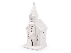             Leuchtende Porzellankirche - 23 cm 