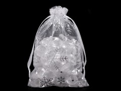      Geschenkbeutel Schneeflocken Organza 10 x 15 cm - 10 St./Packung 