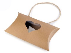 Geschenkbox natural mit Herz und Taschengriff - 5 St. Boxen, Säckchen