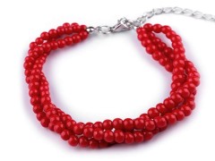 Perlenarmband 3 Reihen - Rot Armbänder, Ringe