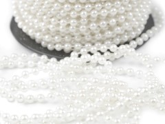 Perlenkette Deko 24 m - Ecru Perlen,Einfädelmaterial
