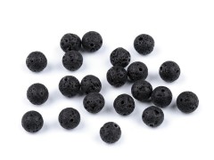  Mineral Perlen schwarze Lava - 24 St./Packung 