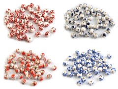 Porzellan Perlen rund Blumen - 10 St./Packung Perlen,Einfädelmaterial